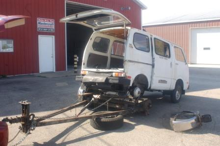 Tire store-one of four that refused to break the old tires off the wheels so I can put the new radials on it for the tow home.